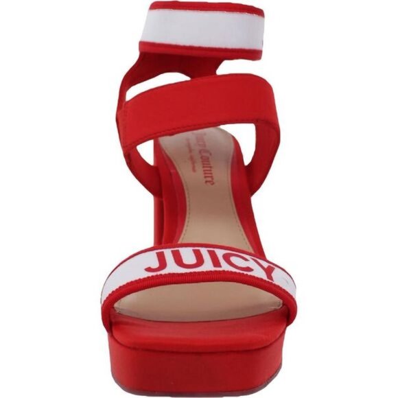 Juicy Couture Glisten Platform Heels Womens 8 Red Ankle Strap Shoes Blook Heel - Picture 8 of 9